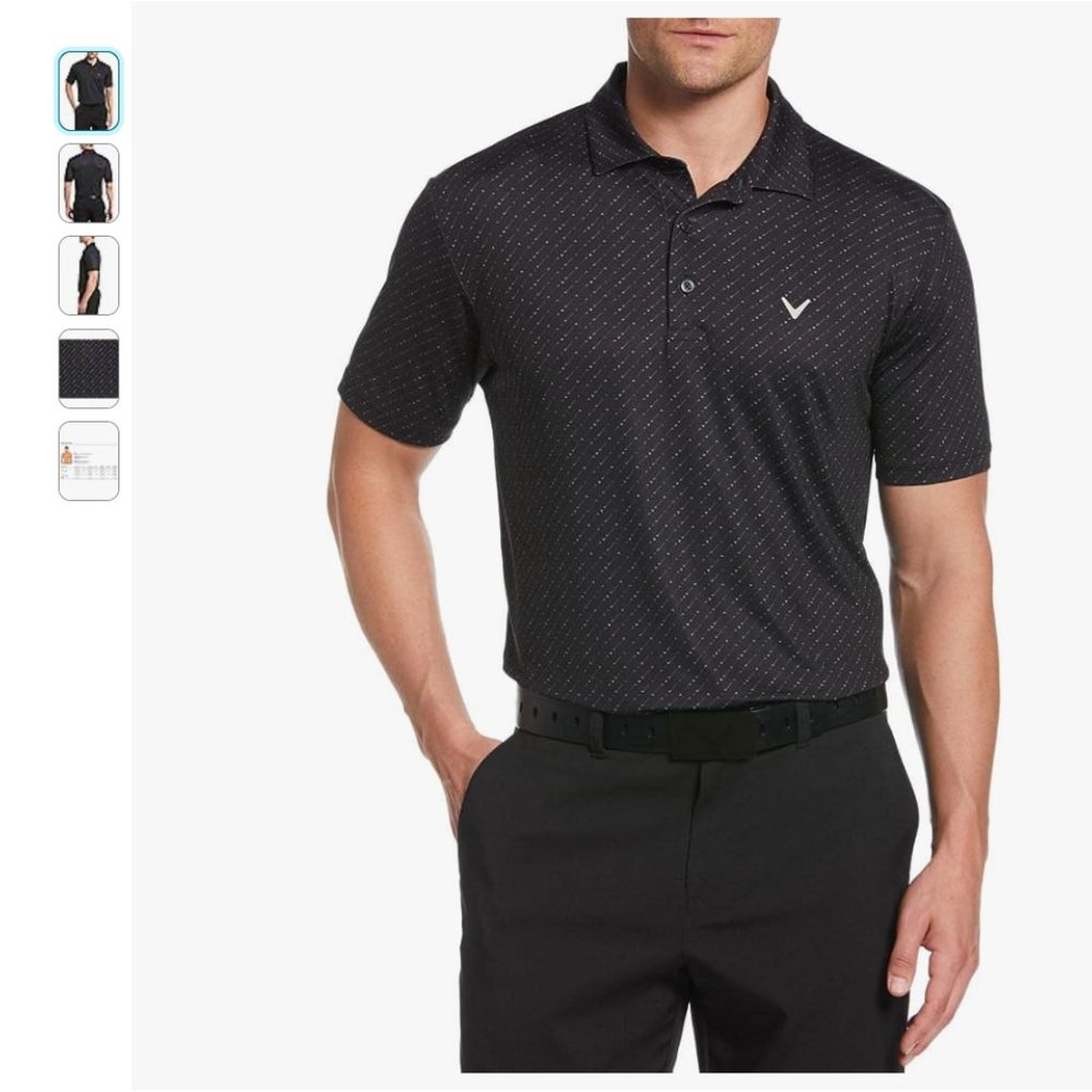 Callaway Mens Opti-Dri Golf Polo Shirt Black Caviar Sz Small NWOT